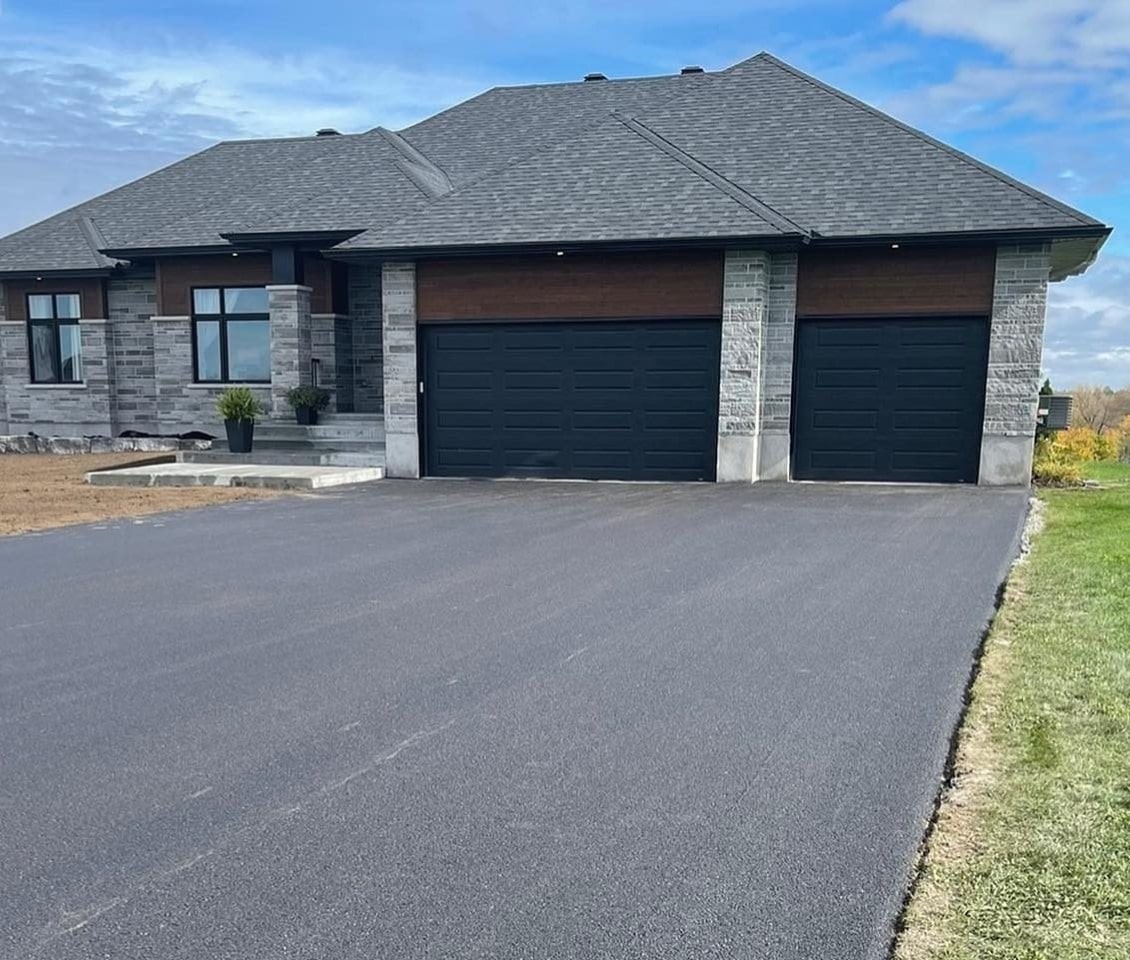 Newly paved asphalt driveway