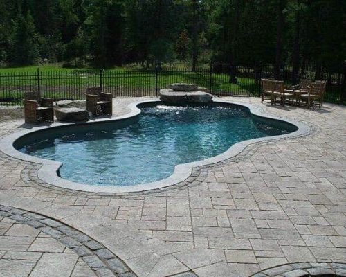 Interlock stone pool patio installation project in Ottawa by WCI